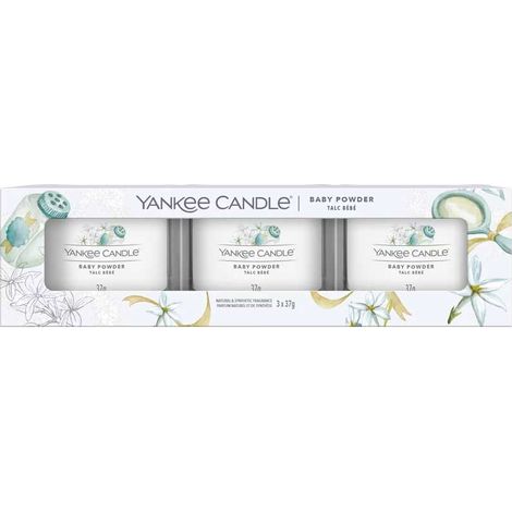 Set di mini candele Yankee Candle al talco per bambini, 3x37g