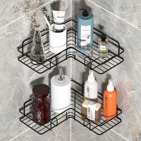 Support de douche, support de douche d'angle pour porte-savon, support de rangement de salle de bain, support de salle de bain mural adhésif, armoire de rangement de douche, dortoir et cuisine (1/5)