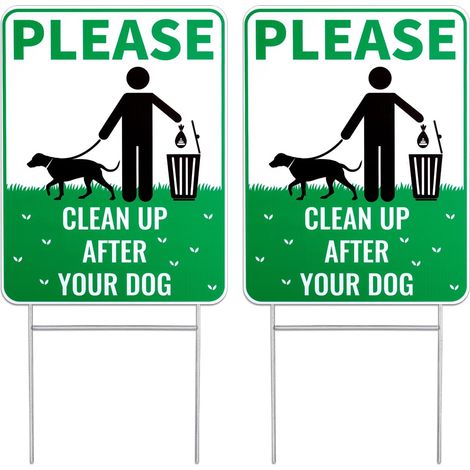 2pcs Panneau Crottes Chien, 30,48x22,86cm Recto Verso Panneaux d'Interdiction Déjections Canines Imperméables Coupe-Vent Panneaux Ramassage Après Votre Chien Panneau Rappel Amical(Style 1) (1/5)
