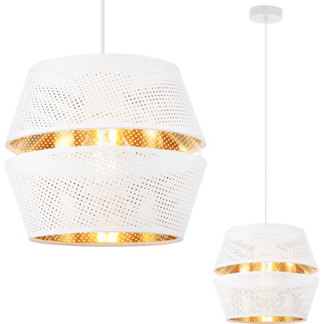 ASTI DUO BARREL LAMPADA A SOSPENSIONE BIANCA 1PL PARALUME BIANCO ORO SS (1/5)