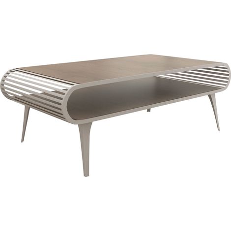 Mesa de centro Oswego 162, Roble, 44x60x120cm, Diámetro: 0, Aglomerado laminado, Angular