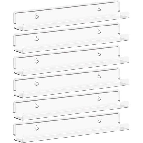 Shelves Flottantes for Discs Vinyles, Set of 6 Shelves Murales in Acrylic Bright 30 cm, The for Delivered/Photos/Maquillage, Bedroom, Living room, Room of Bath, Storage and Organisation (1/5)
