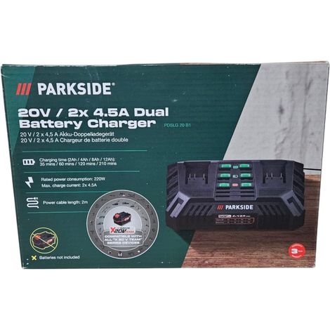Parkside PDSLG 20 A1 - Caricatore doppio con indicatore di livello della batteria a 3 livelli (solo per X 20 V Team Series) (1/4)