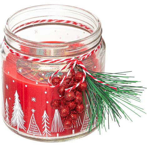 Candela profumata da 315 g con vasetto in vetro stampato abbinato - Feeric lights & christmas