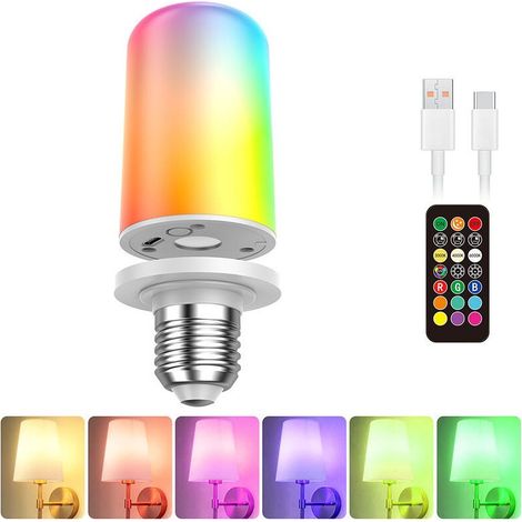 Ampoule LED rechargeable dimmable 3 températures télécommande E27 IP44 (1/5)