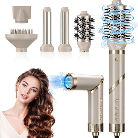 Set asciugacapelli 5 in 1 con funzione di styling ad aria, spazzola asciugacapelli, arricciacapelli, set di spazzole liscianti e ferro arricciacapelli, spazzola riscaldata per lisciare e arricciare i (1/4)