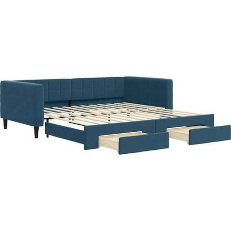 Maison Exclusive - Divano Letto Estraibile con Cassetti Blu 100x200 cm in Velluto