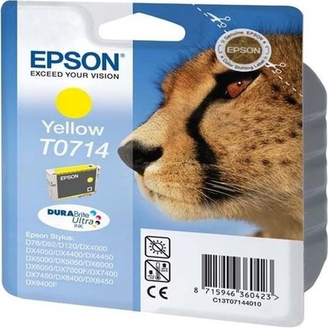 Cartucho Epson T0714 Amarillo STYLUS D78/D92/D120/DX4000/DX5000/DX6000/DX7400/SX105/BX300F