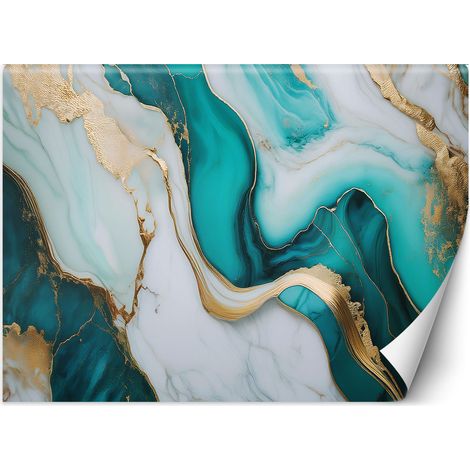 Fototapete Türkisfarbener Marmorstein mit Gold 100x70 cm (1/5)