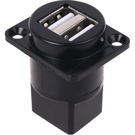 Connecteur double USB 2.0 pour montage sur panneau, prise USB noire (1/4)