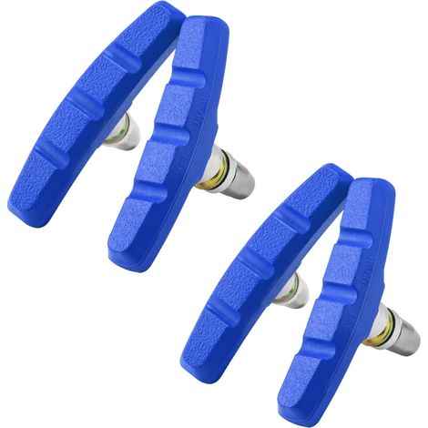 2 Paires V-Brake Patins de Frein 70mm V Bike plaquettes de frein de vélo avec écrous hexagonaux et entretoises Ensemble de blocs de Frein Vélo Set 70 mm VSP70(Bleu) (1/5)