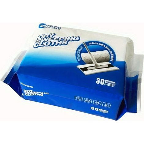Lot de 30 lingettes de balayage à sec compatibles avec les balais Swiffer - Recharges jetables pour balai à franges (1/5)