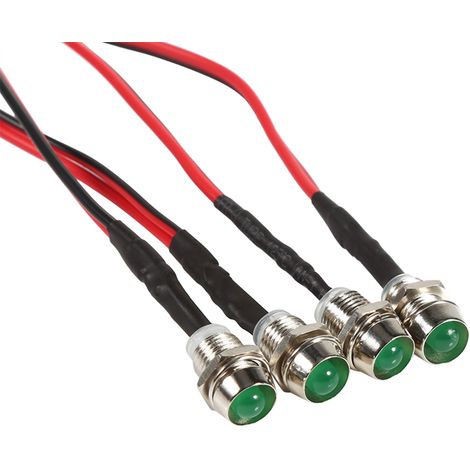 4 Voyants LED 12V 8mm à Encastrer Pour Tableau de Bord Auto Utilitaires Vert (1/5)