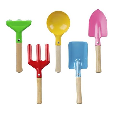 Kit de pelles pour enfants de 3 ans et plus avec pelle, râteau, spade, cuillère, fourche, outils de jardin, jouets de plage, (1/5)