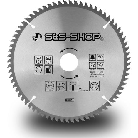 Lame de scie circulaire pour aluminium et plastique - Ø 210 x 30 mm, 72 dents, HM - pour scie circulaire à main et scie circulaire de table, aiguisée avec précision, adaptateur inclus, max. 7200 tr (1/5)