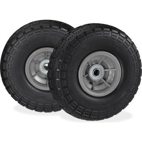 Lot de 2 roues de diable increvables durable 26 x 8,5 cm confort mobilité en PU noir (1/4)