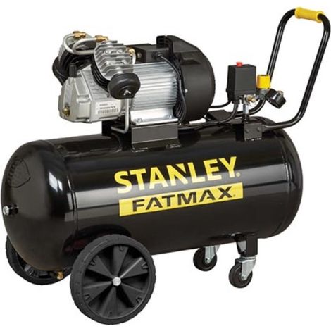 Stanley Fatmax Kompressor, 100 Liter, 10 bar, ölschmiert, horizontales Modell, 3 PS, 356 l/min Luftleistung, tragbar, leise, schwarz gelb, geeignet für Druckluftwerkzeuge und Aufpumpen (1/2)
