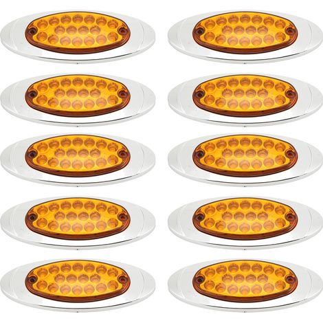 Lot de 10 feux de position latéraux à 18 LED, 12-24 V, étanches IP67, 1200 lm, clignotants pour remorques, camions et yachts, jaunes. (1/5)