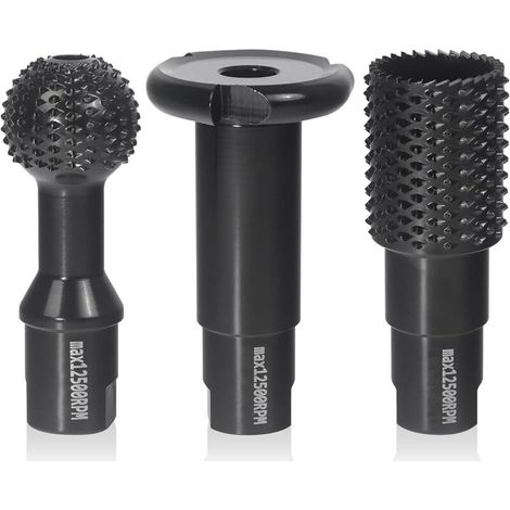 Set de 3 Fraise à Bois - Disques Meuleuse Sculpture Bois Burrs Rotatifs, Gouge et Ciseaux à Bois pour Meuleuses 115/125 - Outils de Coupe,Menuiserie Outillage (1/5)