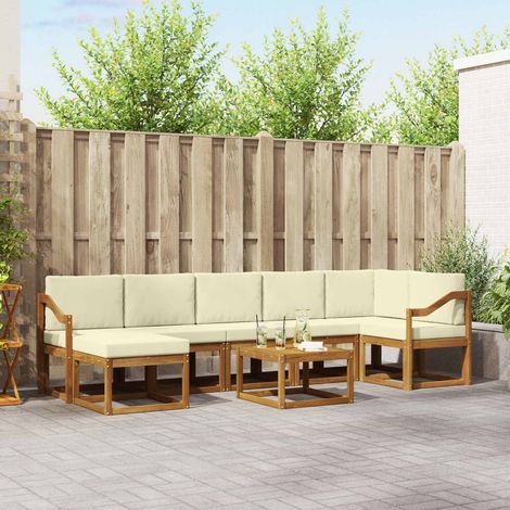 Outdoor-Sofagarnitur mit Kissen 8 pcs Natur und Creme (1/5)