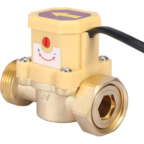 Commutation Automatique de Débit, Capteur de Débit D'Eau Interrupteur 220V Filetage G3/4-G3/4 avec Sensibilité Réglable pour Pompe à Basse Pression Chauffage Solaire de L'Eau (1/5)