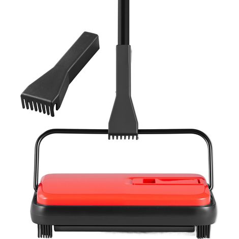 Mophorn Spazzola Manuale per Tappeti, con Contenitore della Polvere da 300 ml, Facile da Pulire, Larghezza di Pulizia 17 cm, Ideale per Tappeti e Peli di Animali Domestici, Colore Rosso
