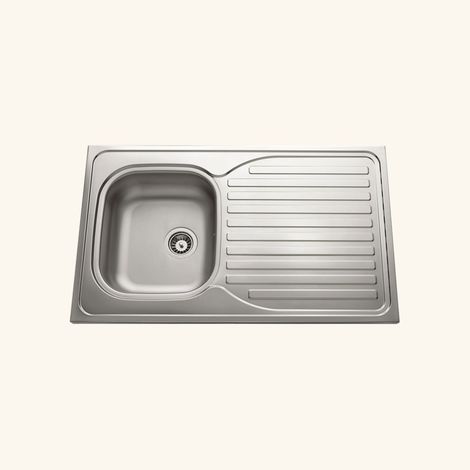 Cuisissimo – Évier inox à poser 1 bac réversible 100 cm – Trop plein – Pour sous-meuble 45 cm – Cuve 410x360mm – Vidage manuel (1/2)