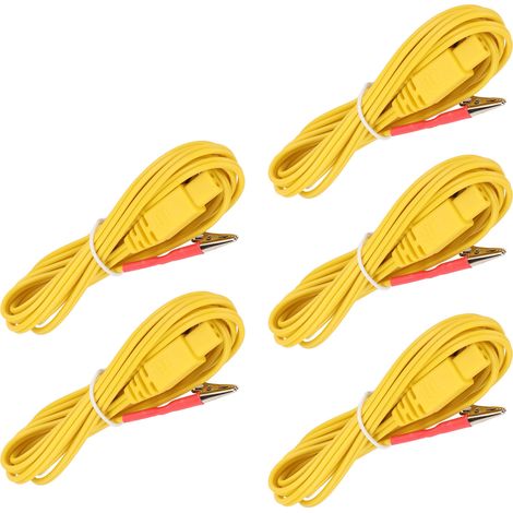 5 câbles d'électrodes TENS avec pinces crocodiles pour électrostimulation - Jaune (Pack de 5) (1/5)