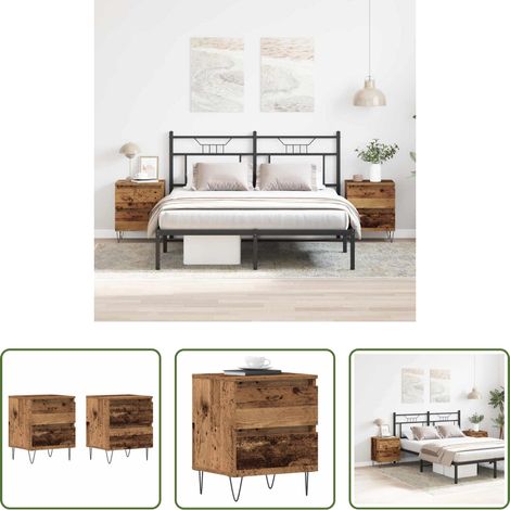 vidaXL Armario de Noche 2 uds. Madera vieja 40 x 35 x 50 cm (1/5)