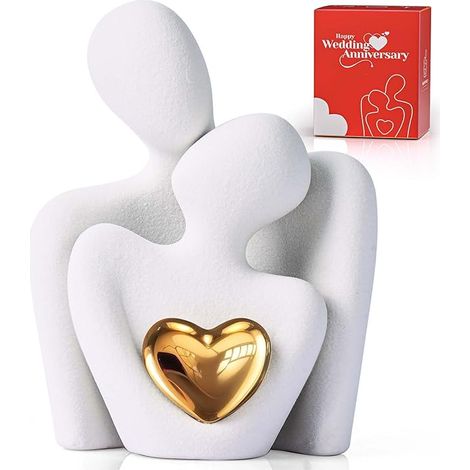 Statuette Couple,Figurine Deco Saint Valentin,Accessoires de Statue Decoration Interieur,Statue et Sculpture en Porcelaine pour Couple Romantique (1/5)