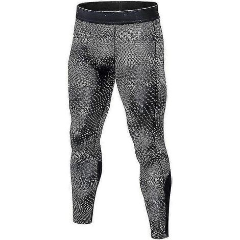 Pantalon de compression pour homme, sous-vêtement technique, pantalon d'entraînement, legging de sport pour la salle de gym (taille L, écailles de serpent noires) (1/2)