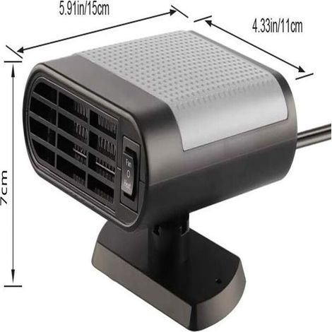 Dégivreur de Ventilateur de Chauffage de Voiture Désembuage de Pare Brise de Déshydrateur de Fenêtre Électrique Portative de 12V (Gris) (1/3)