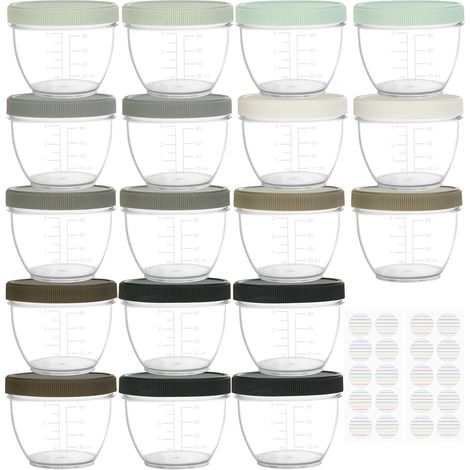 Lot de 18 Pot de Conservation Bebe 120ML, Petit Pot Bébé, Repas de Bébé Boîtes de Conservation (Urban) (1/4)