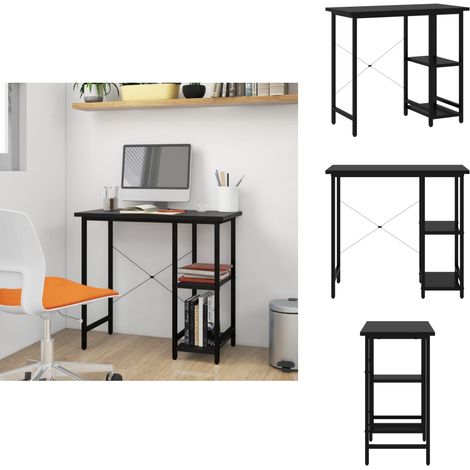 Bureau d'ordinateur Noir 80x40x72 cm MDF et métal - Bureau Informatique - Bureau D'ordinateur - Bureau Moderne - Bureau Industriel - Mobilier De Bureau (1/5)