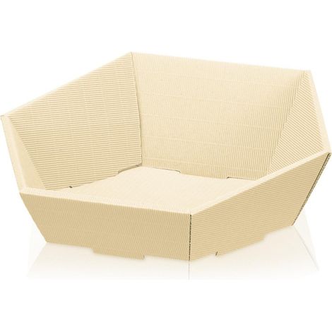 1000 x Präsentkorb Geschenkkorb 380x340x75/130 mm offene Welle Creme (1/3)
