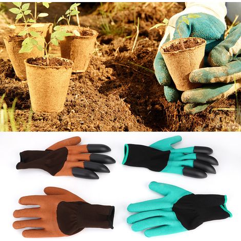 2 paires de gants de jardinage, pour jardiner, planter, creuser, entretenir la pelouse, gants à 4 griffes (1/5)
