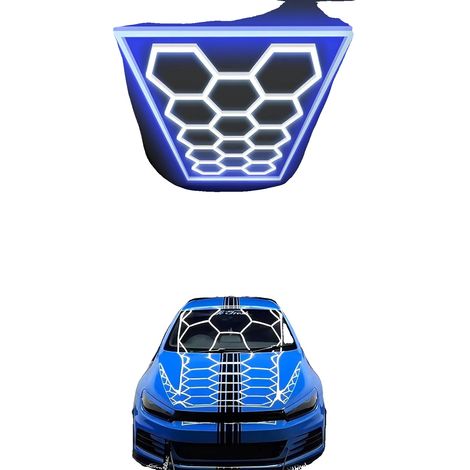 Lámpara de techo LED, diseño hexagonal, bajo consumo energético, 14 hexágonos, color azul. (1/2)