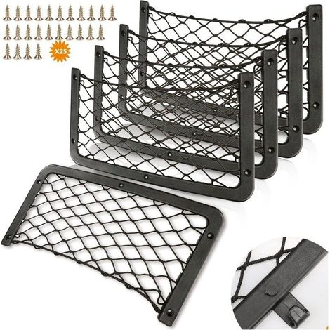 5-piece campervan storage net – Dimensions 36 x 18 cm – Screw fixing – Reinforced load capacity (1/5)