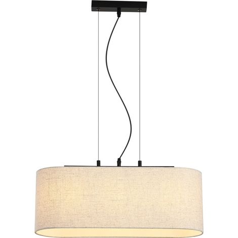 Suspension Hessian noir avec abat-jour en lin - 30503-3BK (1/3)