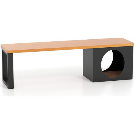 Banco de metal para exterior con caseta para gatos, 3 plazas, 150 cm