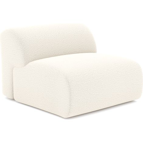 Fauteuil sans accoudoirs en tissu bouclette crème MYRA (1/5)