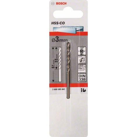 2608585842 - Punte per metallo HSS-Co, DIN 338 3 x 33 x 61 mm