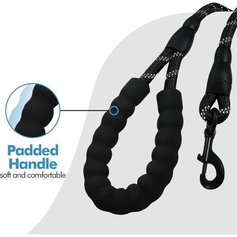 Hundeleine, Hundetrainingsleine, gepolstert, weicher Griff, Seil für Welpen und kleine, mittlere und große Hunde, 1,5 Meter. (1,5 m, Schwarz) (1/4)