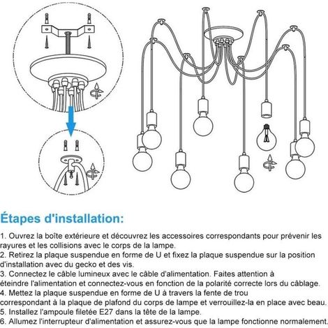 Edison-Pendelleuchte, 2 Meter, verstellbare Spinnen-Deckenleuchte, Metall-Drahtkäfig-Pendelleuchte, moderner Industrie-Kronleuchter, helles Licht (Leuchtmittel NICHT ENTHALTEN) (3 Arme) (1/5)