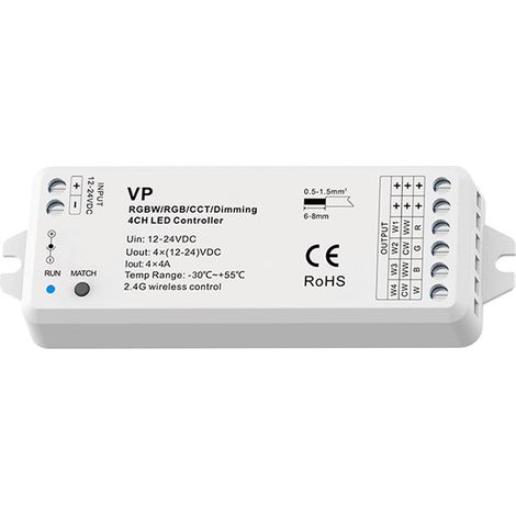 Einfarbig/ CCT/ RGB/ RGBW Controller - 12-24V DC - 4 Kanäle -
