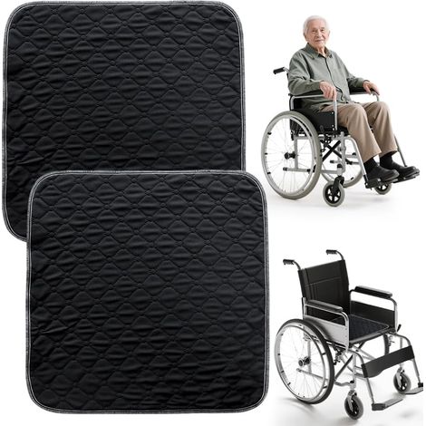 Set di 2 cuscini lavabili per sedia per incontinenza - Lavabili - 50 x 50 cm - Riutilizzabili - Per sedie a rotelle, sedili auto, divani