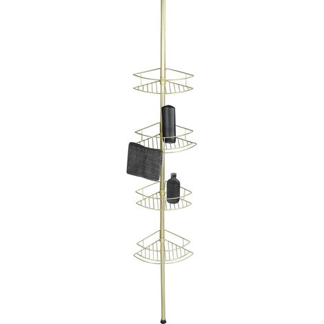 WENKO Edelstahl Teleskop-Eckregal Dolcedo in Gold 31 x 65 -275 x 23 cm (1/5)