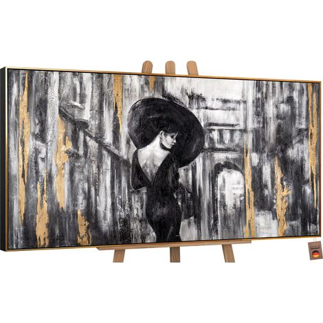 Gemälde Filmstreifen Rahmen Schwarz-Gold 200x100 cm