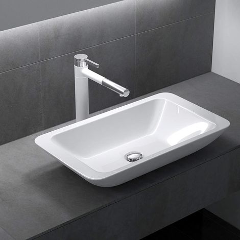 doporro® Lavabo da Appoggio, Lavandino Bagno 59,7x34,5x11cm, Lavabo da Minerale Fuso Colossum801 (1/5)