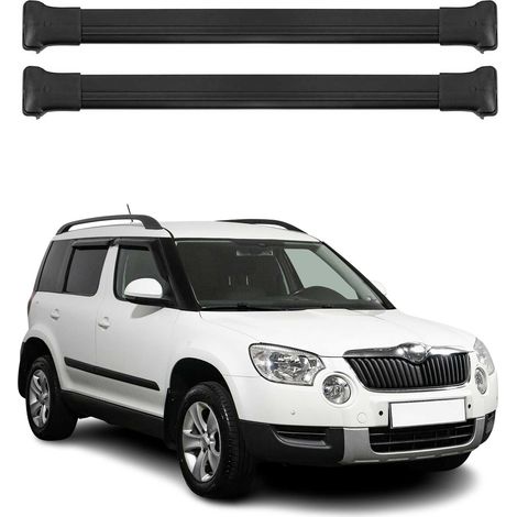 OMAC Barres de toit en aluminium pour Skoda Yeti 2009-2017 – TÜV / DIN 75302:2019 – Charge max 75 kg – 2 barres Noir (1/4)
